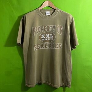 Team Realtree Y2K XL Buck Property Of Graphic T Shirt Vtg Tan Short Sleeve